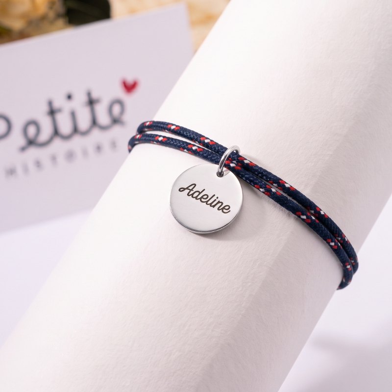 Bracelet double cordon - Marin "Argent"