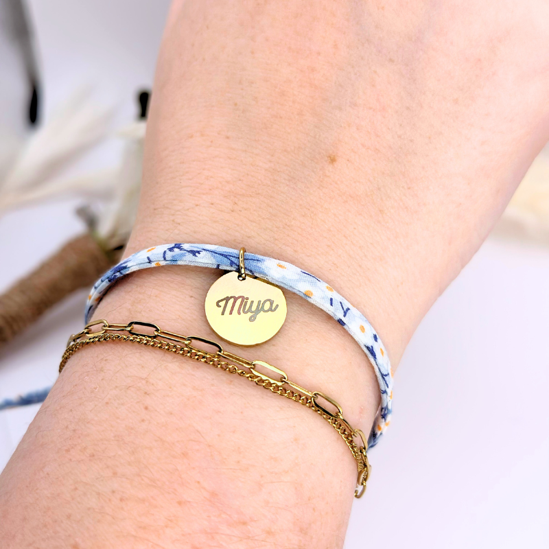 Bracelet Liberty "Marguerite Azur" – Plaqué or
