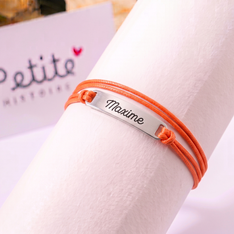 Bracelet gourmette personnalisé – Orange "Argent"