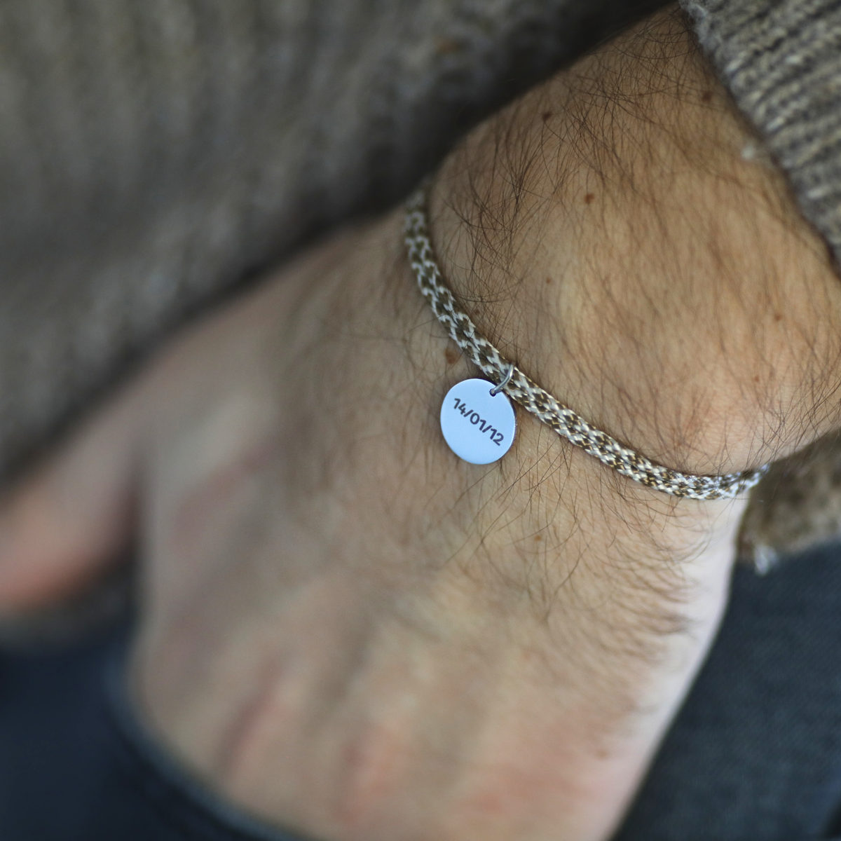 Bracelet double cordon - Praliné Noisette "Argent"