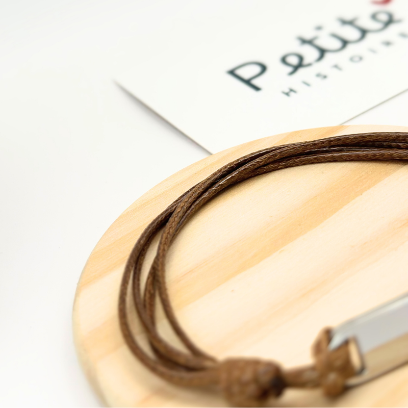 Bracelet gourmette personnalisé – Marron "Plaqué or"