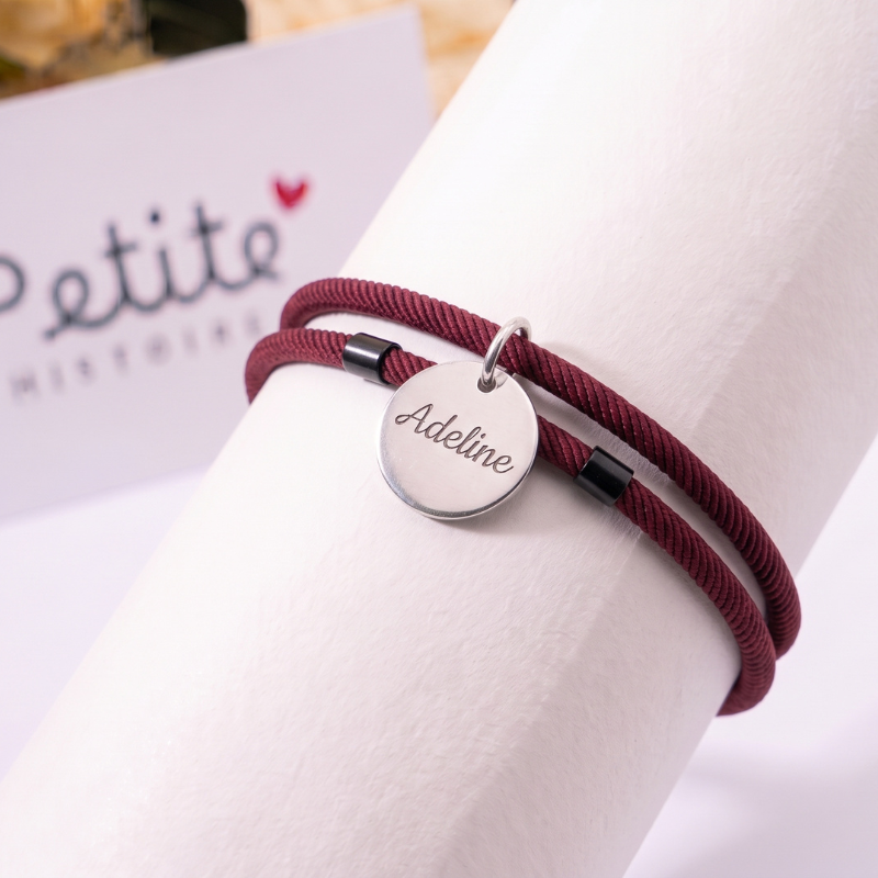 Bracelet à double cordon 5 mm – bordeaux