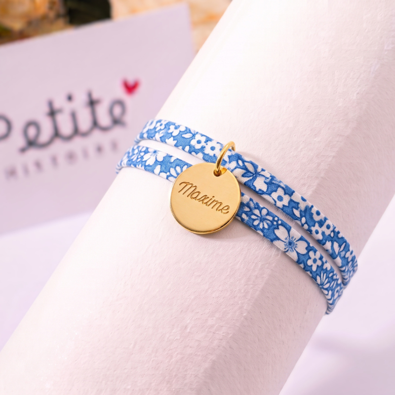 Bracelet Liberty « Ciel bleu fleuri » – Plaqué or
